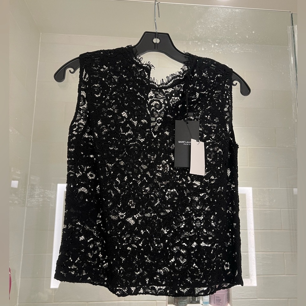 Saint Laurent Black Lace Blouse